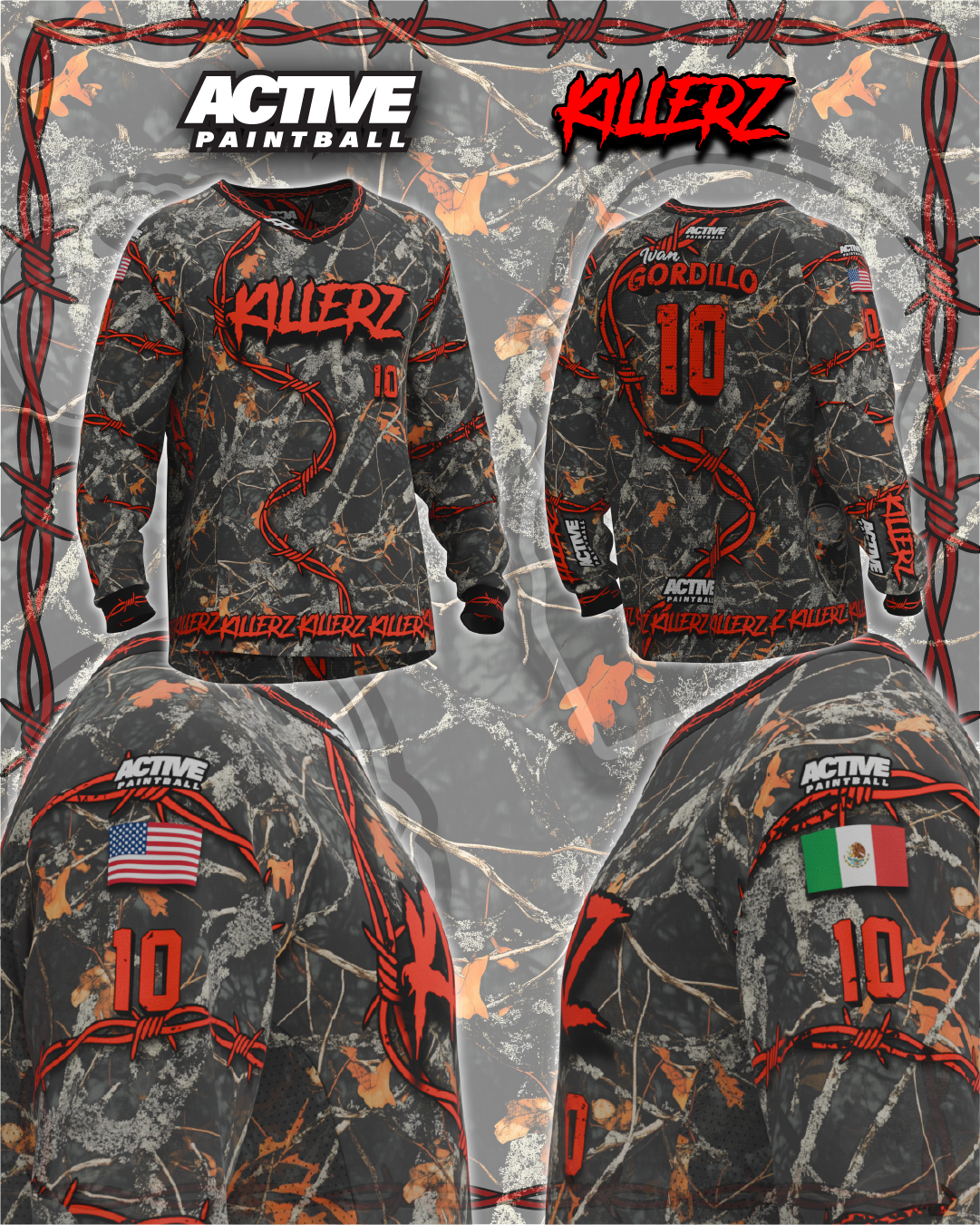 Active x Killerz - Jersey - Barbwire Washed Camo