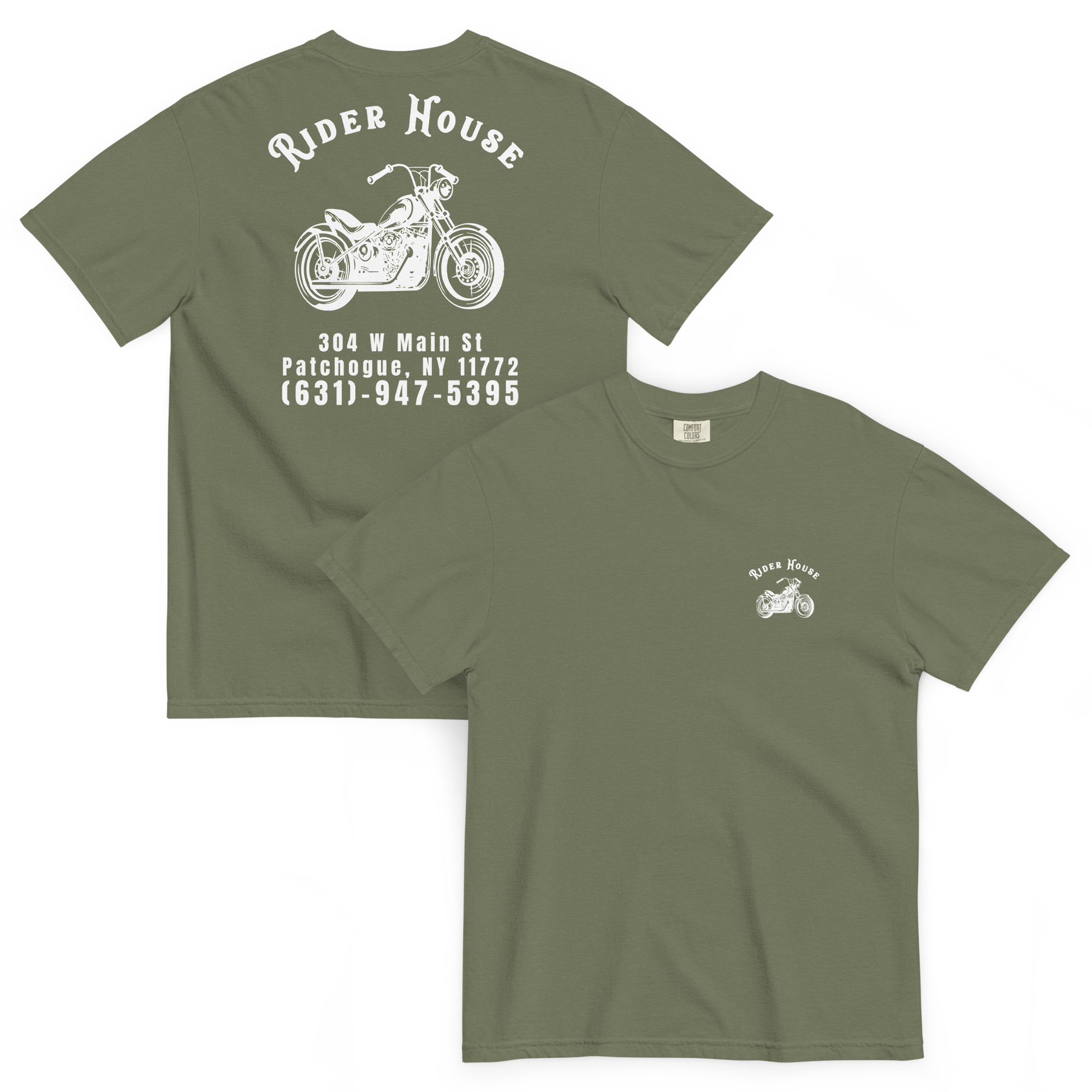 RiderHouse - Shop Tee - 100% Cotton (Olive/White) (Copy)