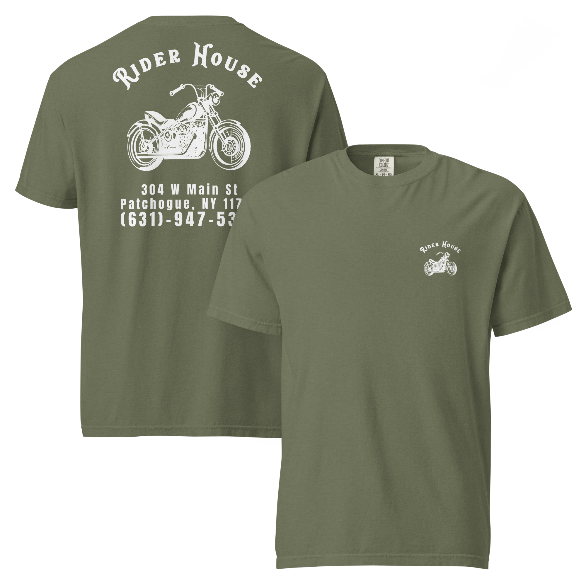 RiderHouse - Shop Tee - 100% Cotton (Olive/White) (Copy)